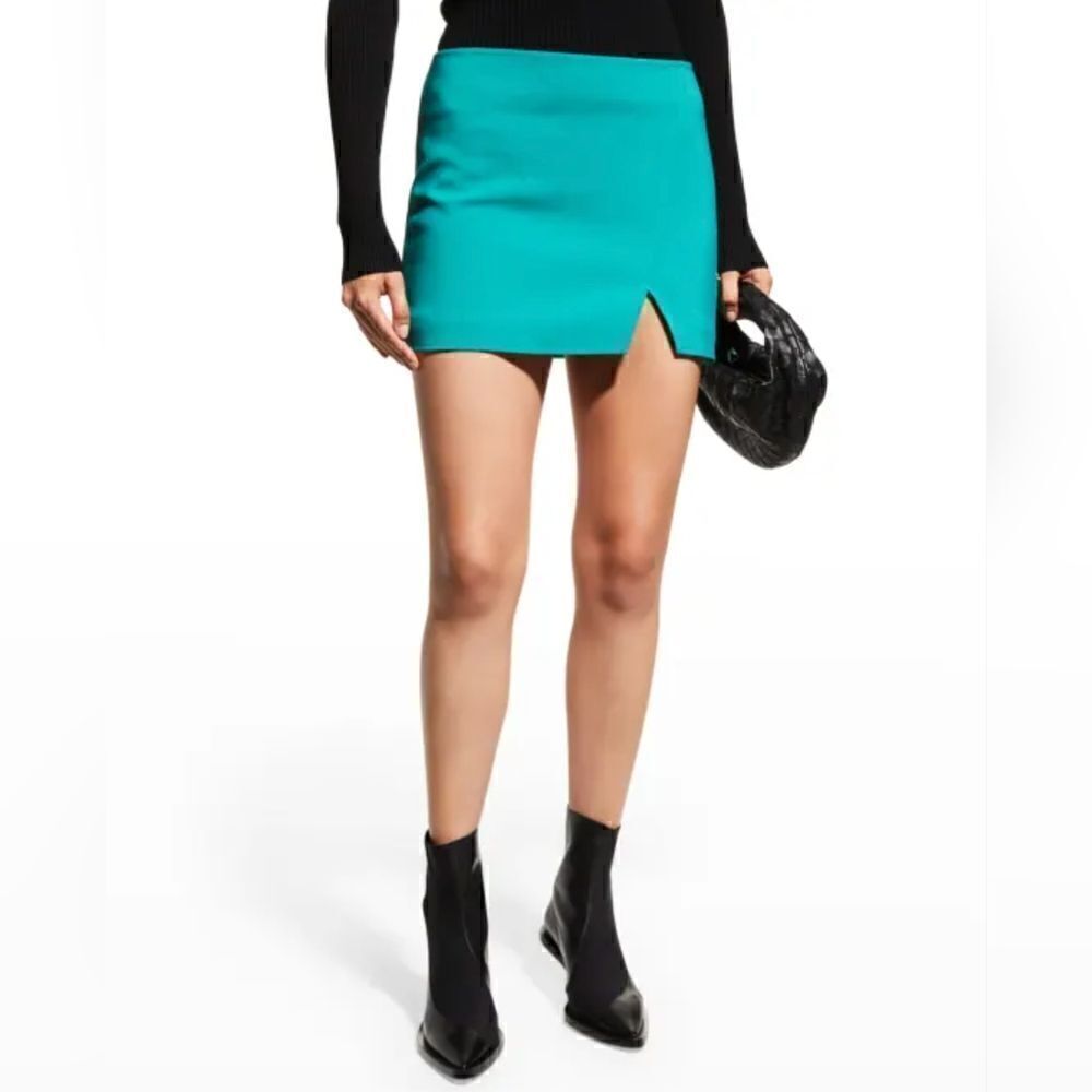 A.L.C. Rylee Faux Wrap Jade Teal Mini Skirt 4 EUC